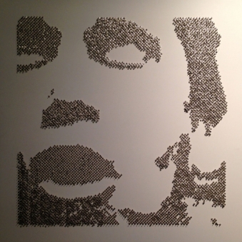 MAK SWIM 1 - 2013 MAK SWIM 1 - 2013 metal hearts and stainless steel nails on white lacquered board - 40” x 40” - US$5300